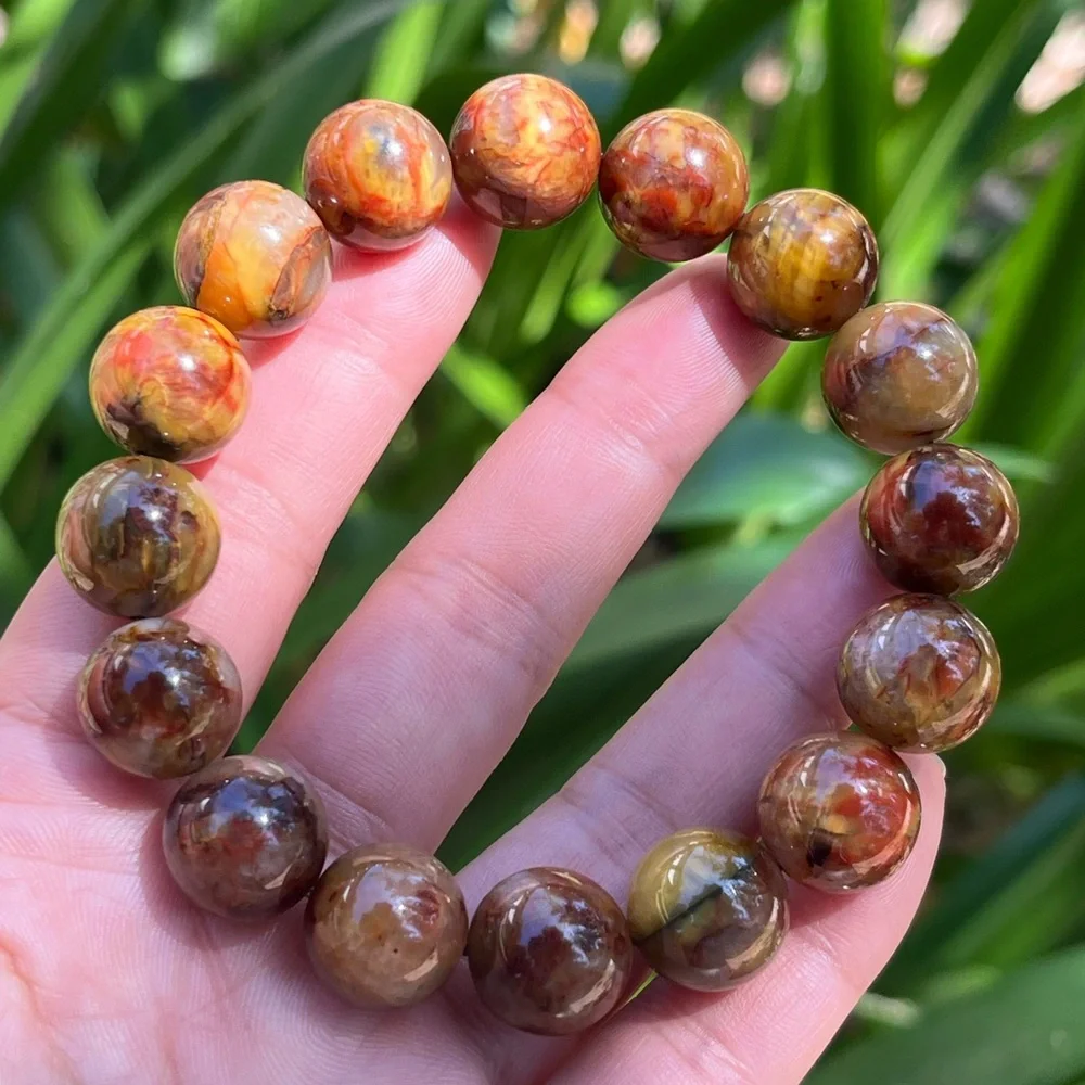 14mm chunky stretchable yellow pietersite bracelet 1927‎